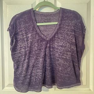 FREE PEOPLE vintage acid wash crumpled sleeve v-neck